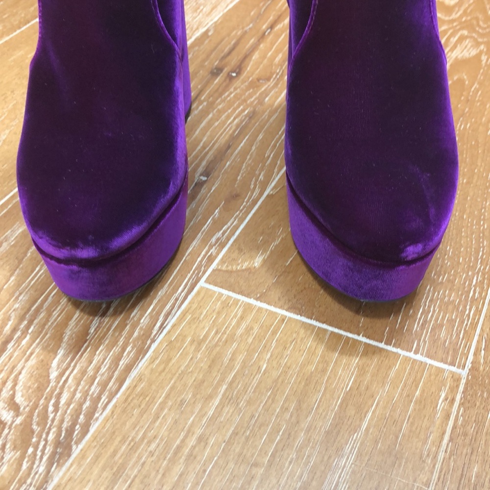 Prada Velvet 115 Magenta Platform Ankel Boots - 6 - Picture 6 of 15